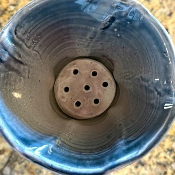 Pottery Tea Steeper blues and grays hand spun